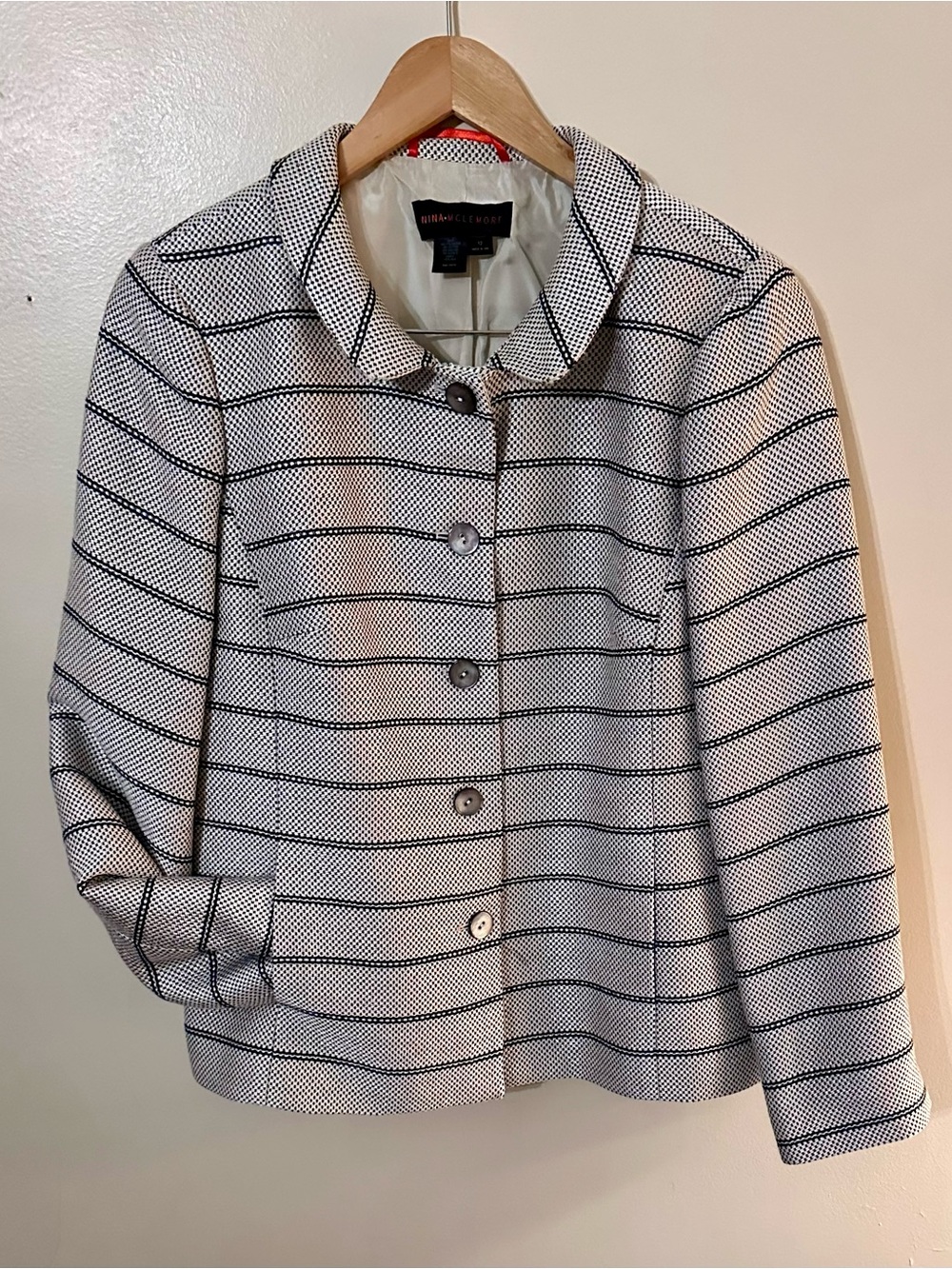 Nina Mclemore White & Black Striped Jacket